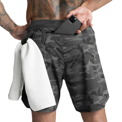 New Men's Shorts Single-Layer Quick Dry Solid Color Running Fitness Sports