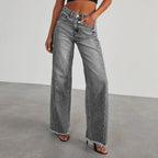 High-waisted Straight-leg Furred Jeans