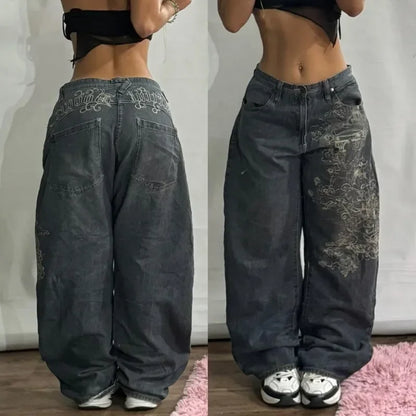 Streetwear New Fashion Oversized Print Baggy Jean