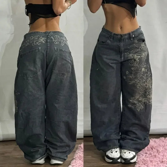 Streetwear New Fashion Oversized Print Baggy Jean