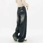 Streetwear Women High Waist Jeans Loose Wide Leg Straight Loose Denim Trousers