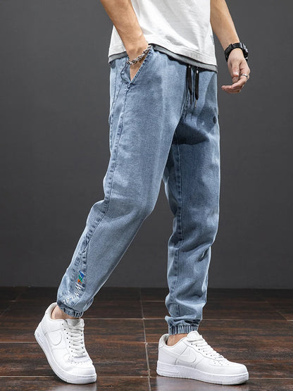 Men Denim Jogger Pants Trousers