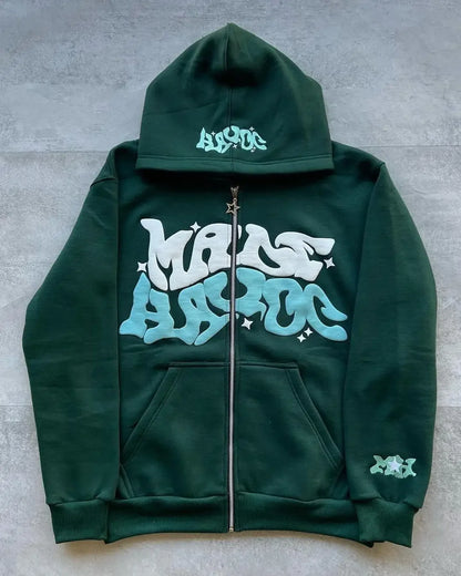 Printed Zipper Hoodies Women and Men Jacket
