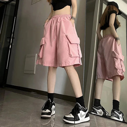 Women High Waist Cargo Shorts Streetwear Female