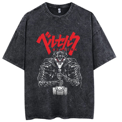 Men Streetwear T-Shirt Retro Vintage Washed T shirt Tops