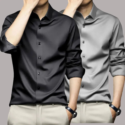 Men's Shirt Long Sleeve Casual Suit White Shirt