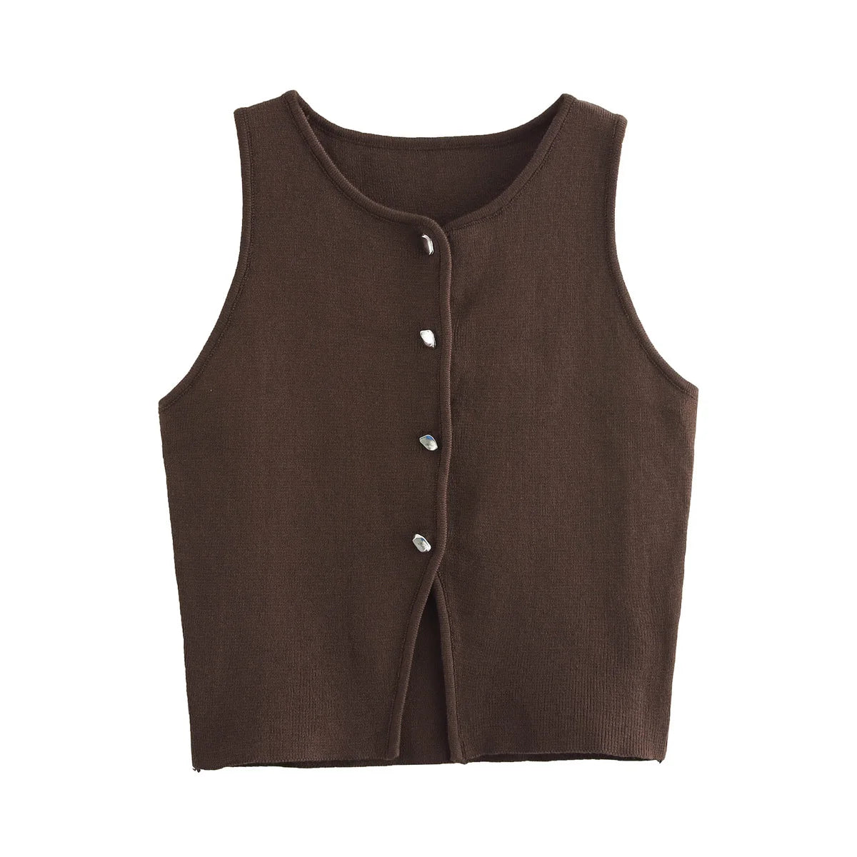 Women Button Short Tops Streetwear Vest