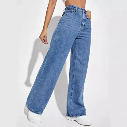 Women Jeans Denim pants Wide Loose Casual Winter