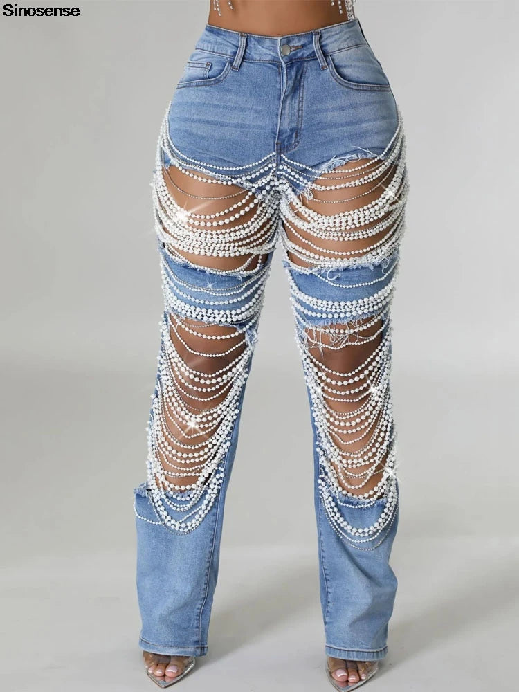 Women's Denim Pants Night Club Party Jeans