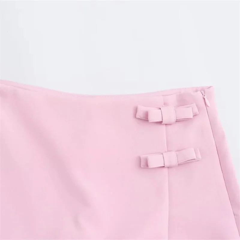 Pink White Mini Skirt For Women Summer Shorts