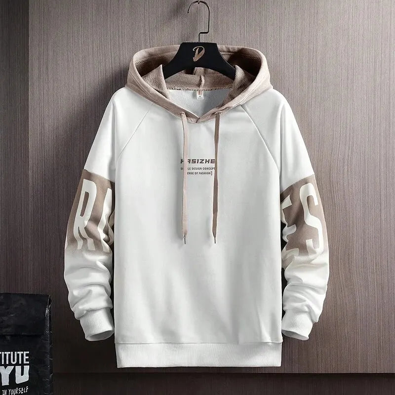 New Casual And Versatile Contrast Monogram Print Long Sleeve Hooded Sweatshirt