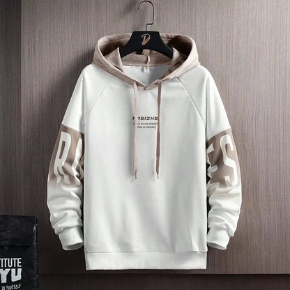 New Casual And Versatile Contrast Monogram Print Long Sleeve Hooded Sweatshirt