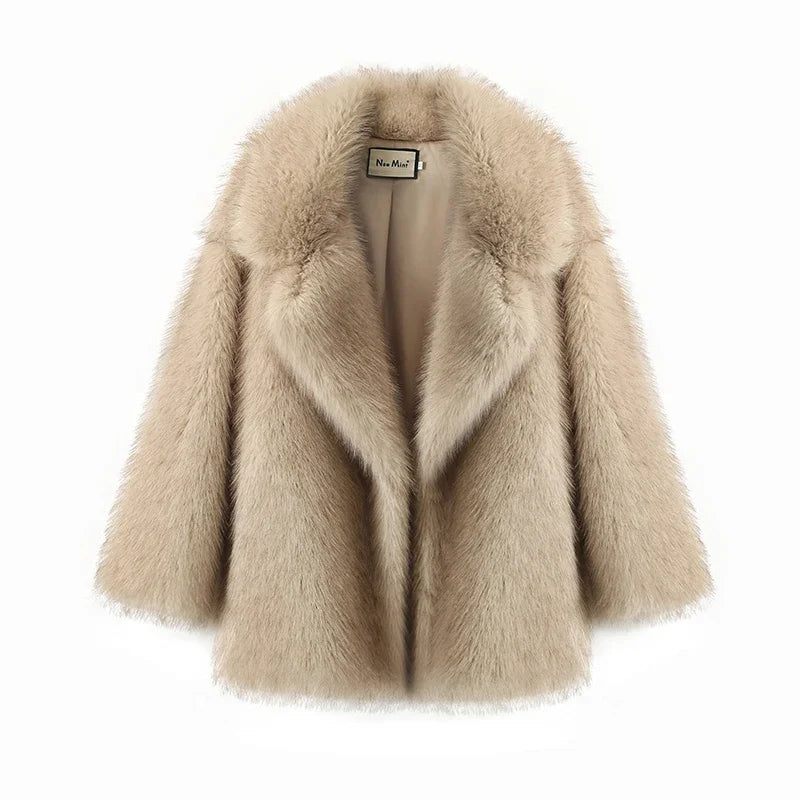 Coat Women Thick Warm Outerwear Fluffy Jacket
