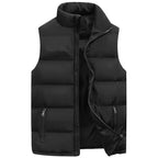 Mens  Jacket Warm Sleeveless Zipper Coat Autumn Stand-up Collar Casual Brand Clothing