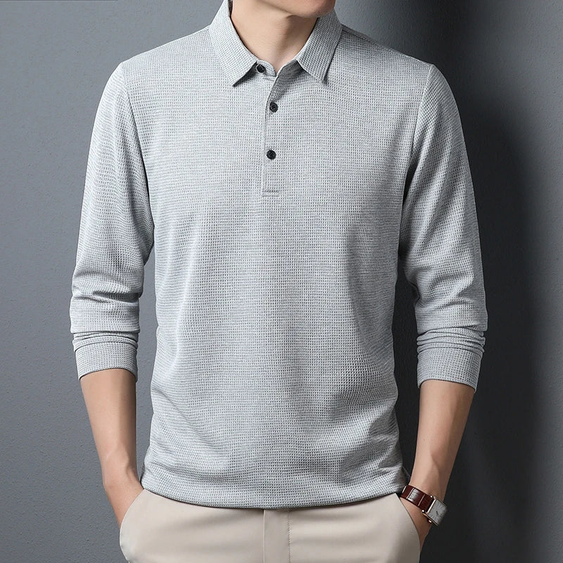 Men's Casual Polo Long Sleeve T-shirt Summer Comfortable  Top