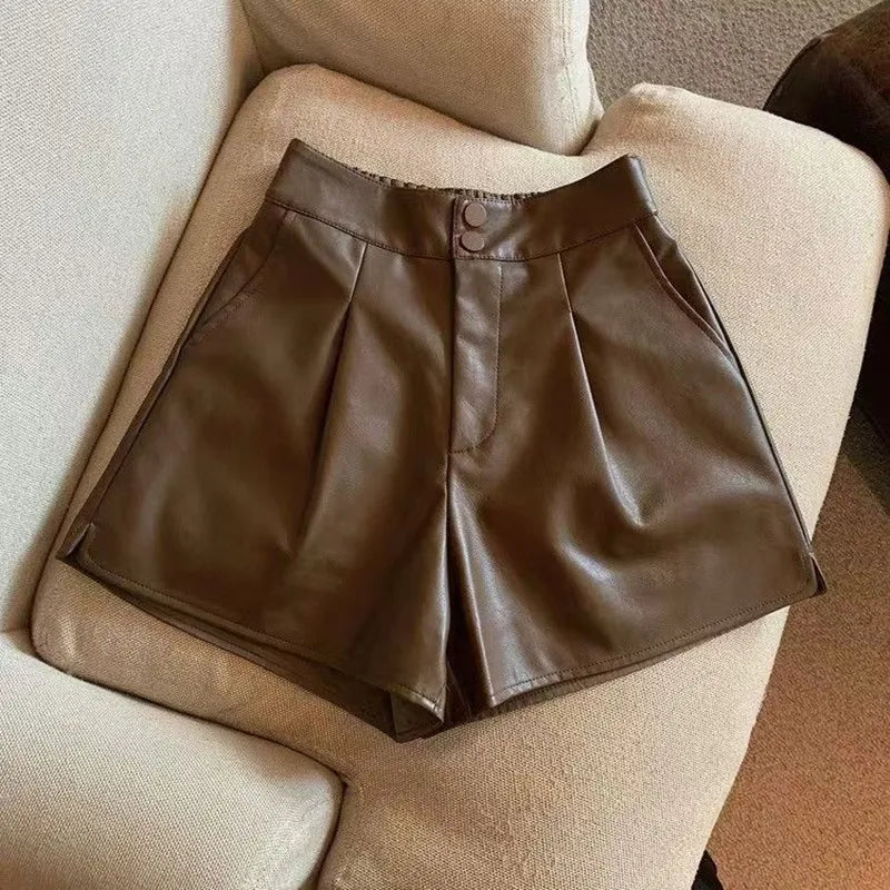 Women  Shorts Vintage High Waist Zipper Fly Pants \