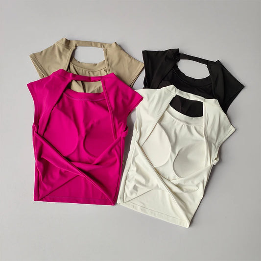 Sculpt & Slay: Backless Yoga Crop Top with Built-in Support