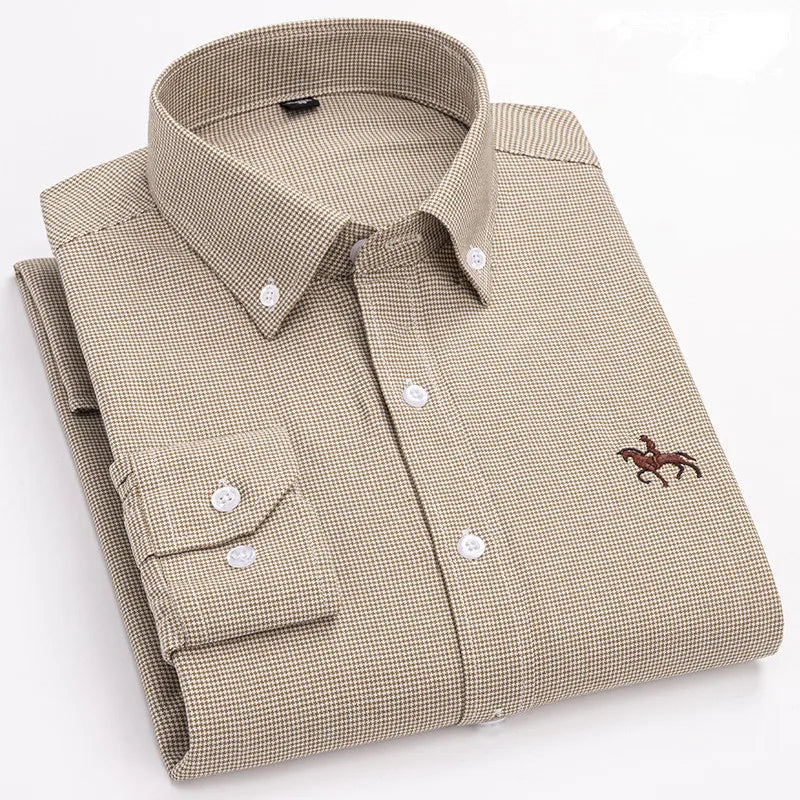 Mens Leisure Embroidered Horse Shirts Streetwear