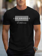 Men's 100% cotton summer loose fit large Los Angeles Graphic printed T-shirt top