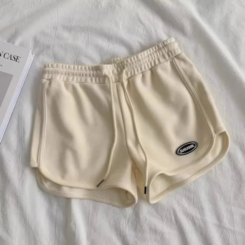 Women Casual Loose Drawstring Sports Shorts Elastic High Waist