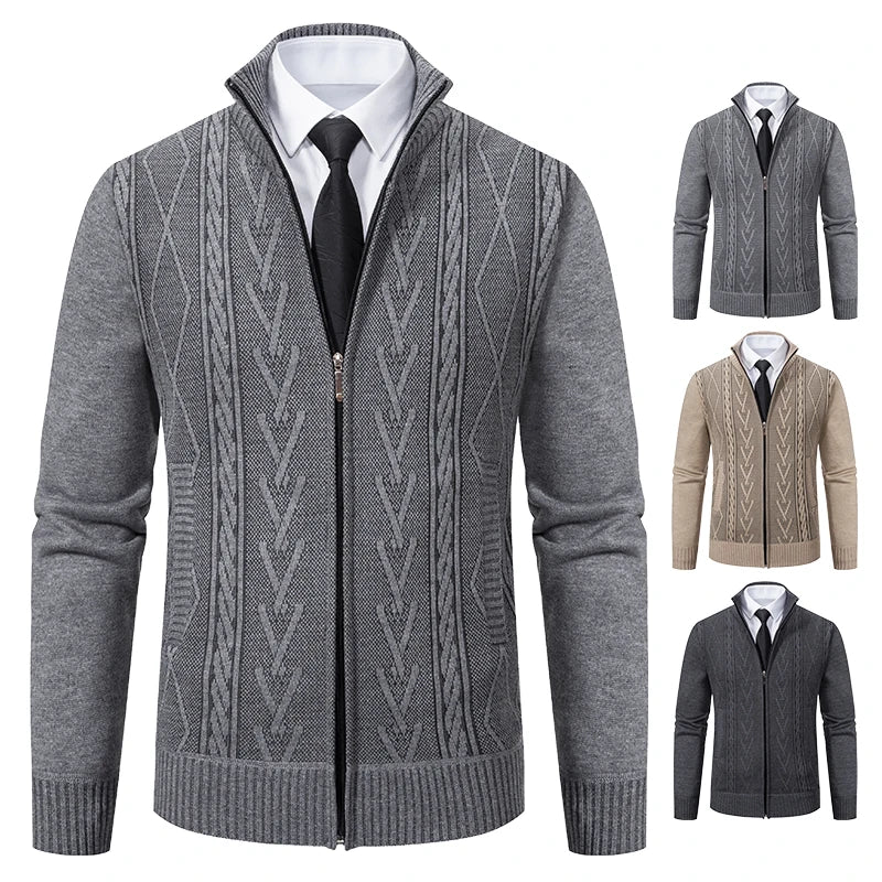 New warm casual men's knitted sweater coat
