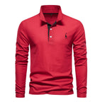 New Men's Deer Polo Shirts Solid Color Long Sleeve