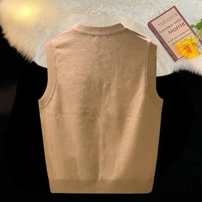 Black Waistcoat Knitted Sweaters for Men