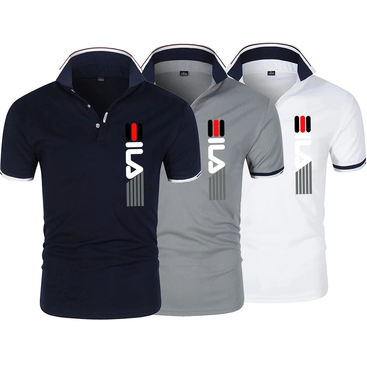 New Men's Lapel Polo Shirt printing  Short Sleeve Casual