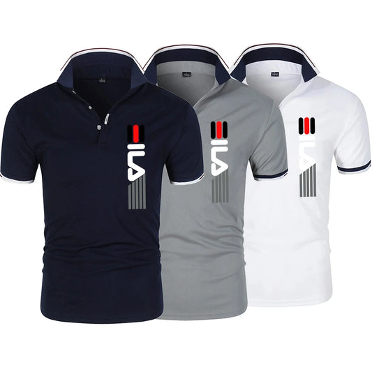 New Men's Lapel Polo Shirt printing  Short Sleeve Casual
