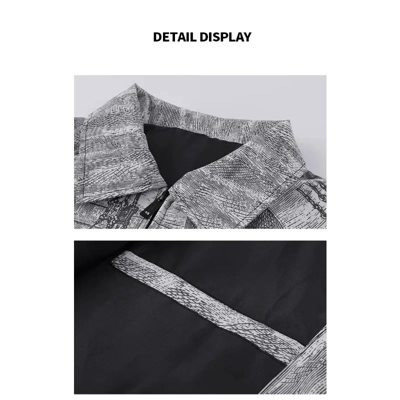 Autumn Men Jacket Oversized Painting Printing Couples Thin Casual Jackets Male Female Silk Vintage Clothing Man Coats Outerwear