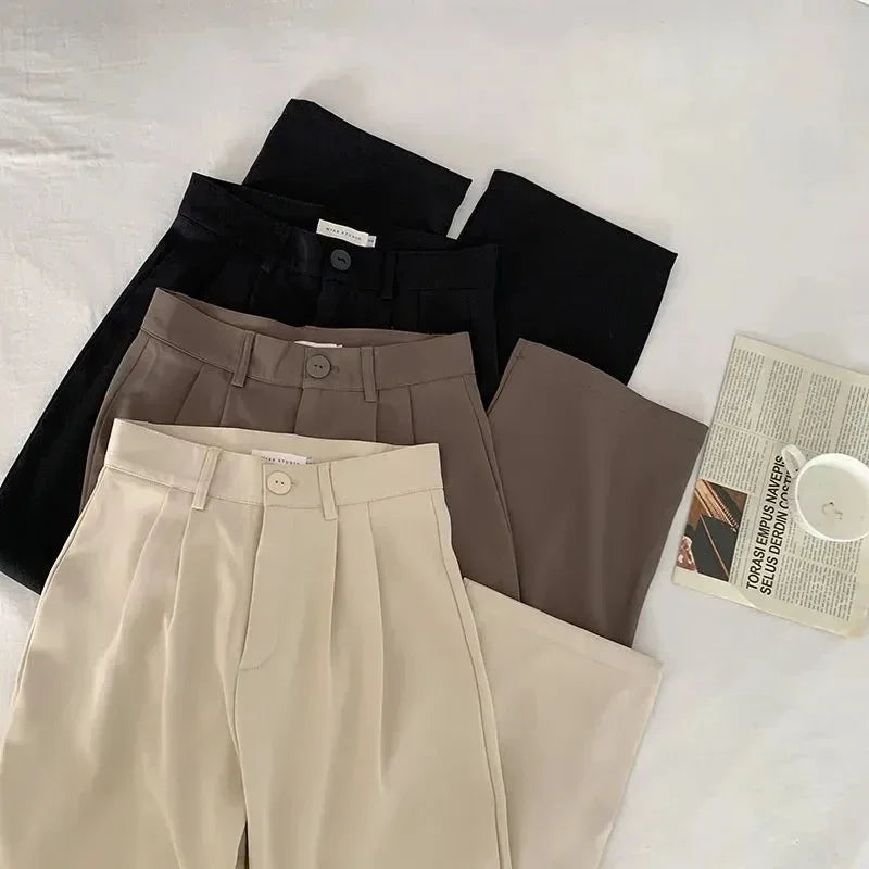 Women Suit Pants Fall Straight Office Ladies Korean Fashion Trousers