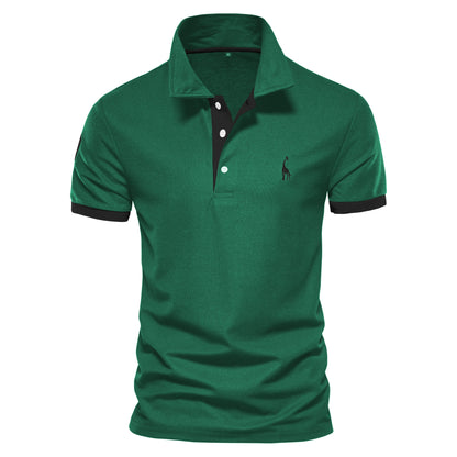 Polo Giraffe Shirt Men Quality Short Sleeve Polo Casual Business