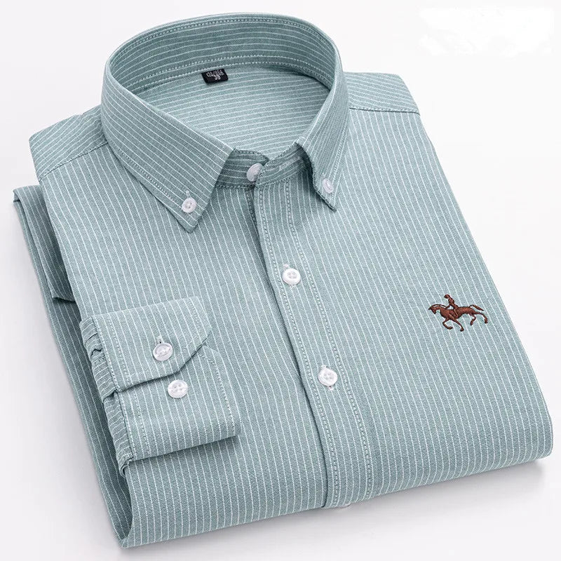 Mens Leisure Embroidered Horse Shirts Streetwear