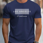 Men's 100% cotton summer loose fit large Los Angeles Graphic printed T-shirt top