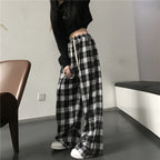 Women Sweatpants Fashion Black Plaid Casual Pants