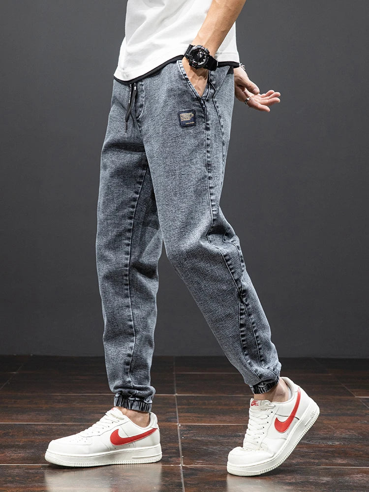Men Denim Jogger Pants Trousers