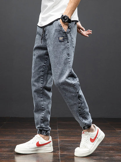 Men Denim Jogger Pants Trousers