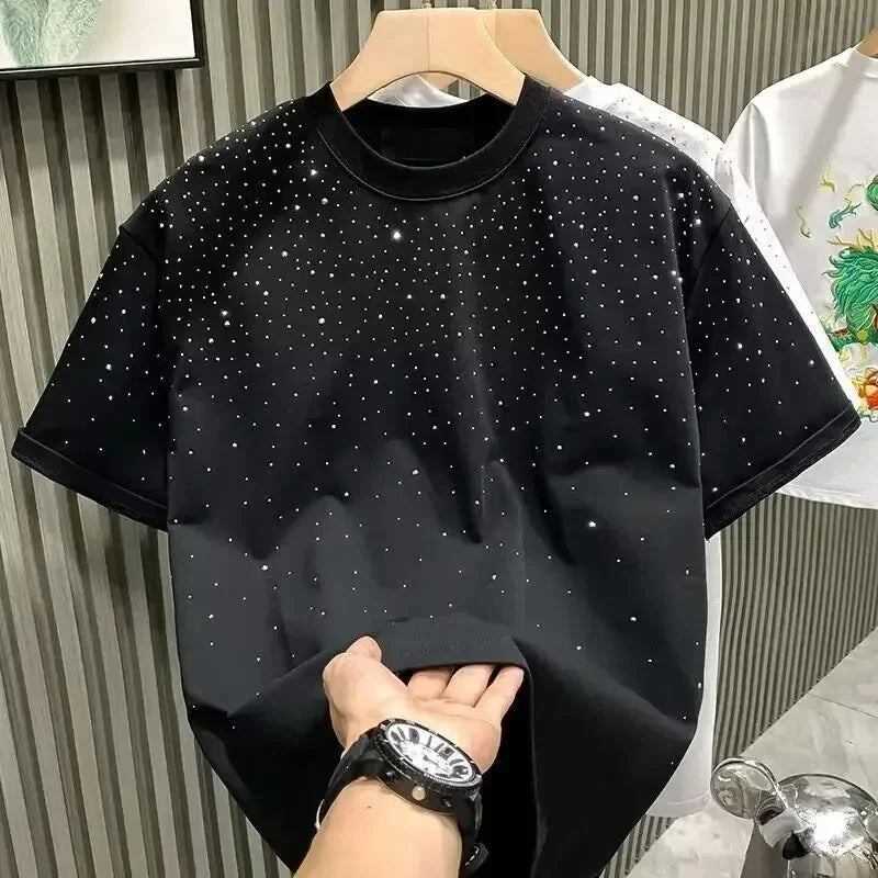 Summer Men Clothing T-shirt Round Neck Casual