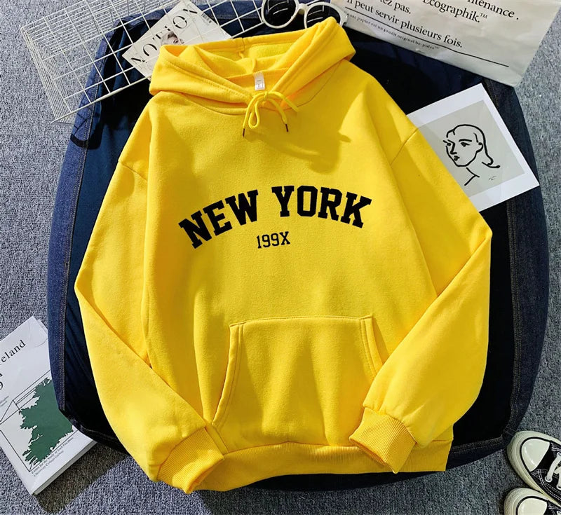 Sweatshirts for Women New York Letter Casual Loose Fleece Tops