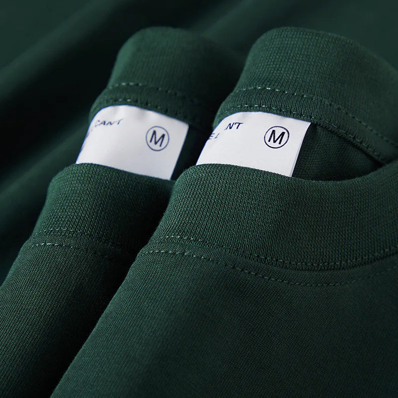 Heavy Weight Cotton Solid Color Drop Shoulder Short Sleeve T-shirt Men for Summer