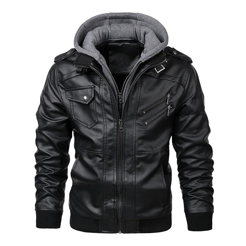 Men's Leather Jackets Autumn Casual Motorcycle Jacket Leather Coats