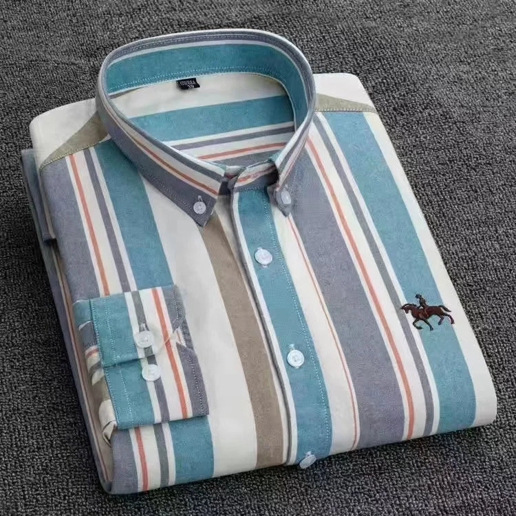 Mens Leisure Embroidered Horse Shirts Streetwear