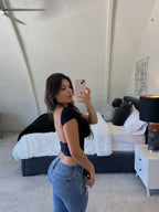 Women's Backless T-shirt Short Top