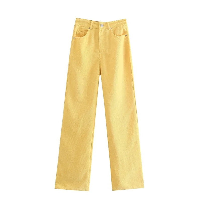 High-waist  Women Jeans Trousers Cotton Material