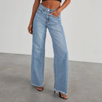 High-waisted Straight-leg Furred Jeans