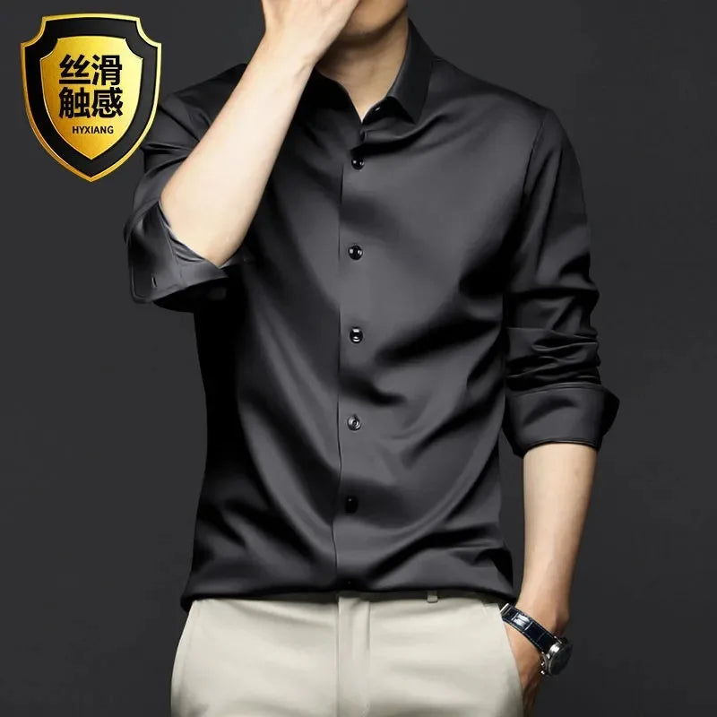 Men's Shirt Long Sleeve Casual Suit White Shirt
