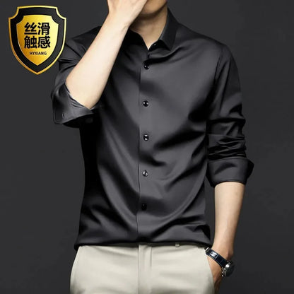Men's Shirt Long Sleeve Casual Suit White Shirt