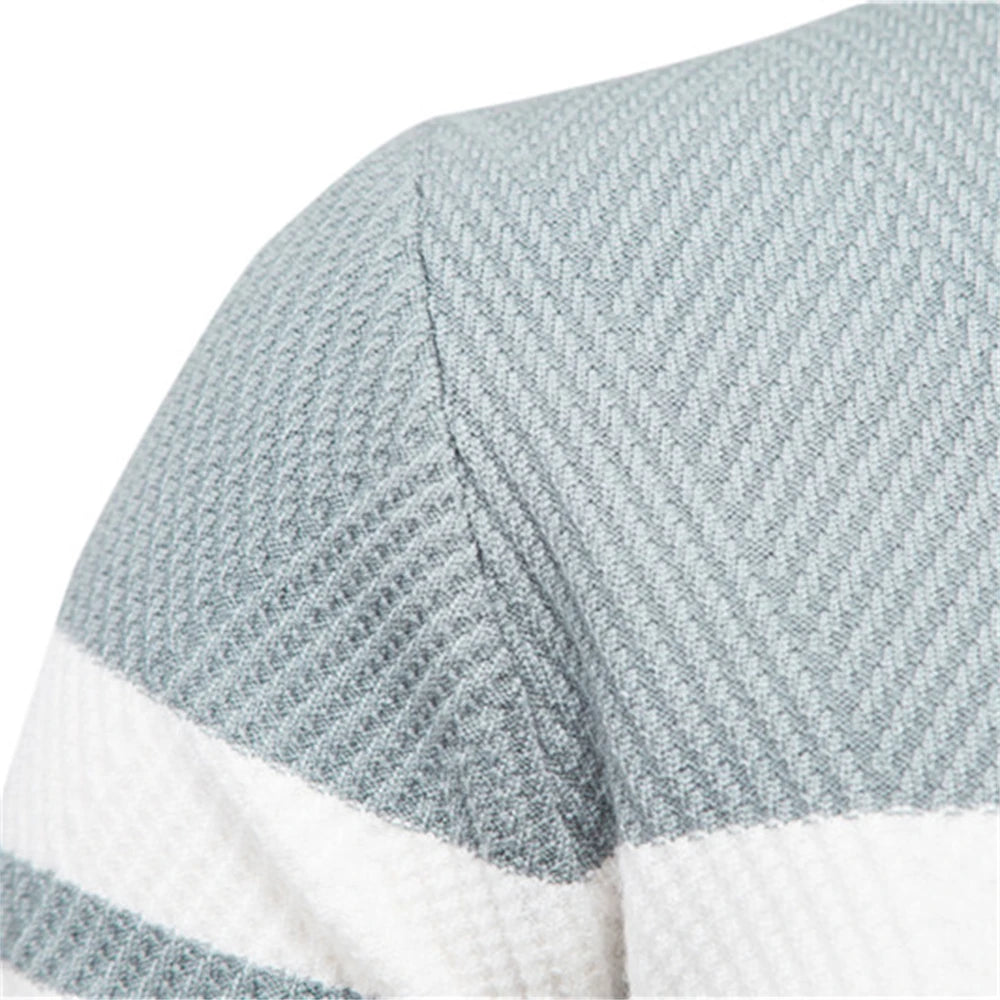 Men's Sweater O-neck Patchwork Long Sleeve Warm Slim Sweaters