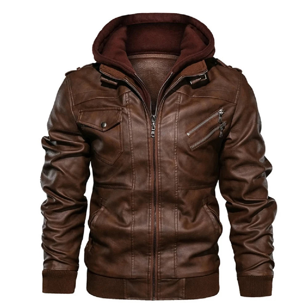 Men's Leather Jackets Autumn Casual Motorcycle Jacket Leather Coats