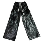 Autumn Cool Black Shiny  Leather Wide Leg Pants for Men